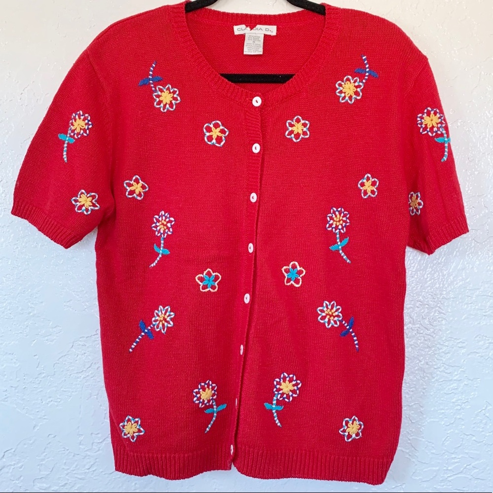 Vintage Claudia D Hand Embroidered Cardigan Top